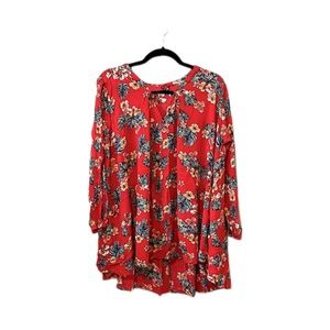 Anthropologie Red Floral Blouse